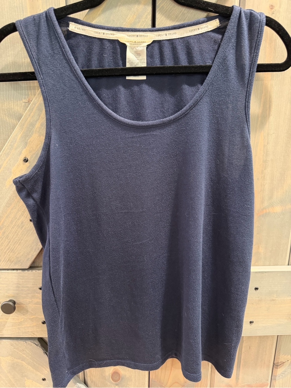 Lucky Brand Navy Blue Stretch Knit Tank Top Small